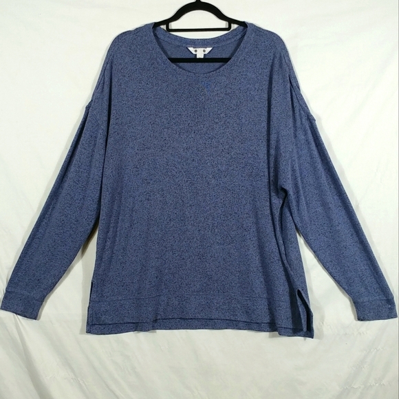 3 Dots Women's Blue Long Sleeve Roomy Jersey Slits on Side Hems Top Size XL - Picture 1 of 8